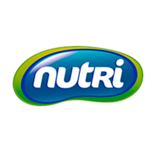 Un logotipo con la palabra nutri en letras minúsculas blancas dentro de un óvalo azul y verde.